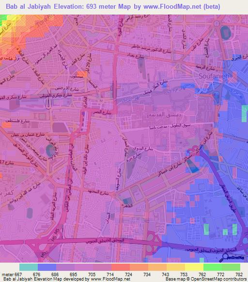 Bab al Jabiyah,Syria Elevation Map