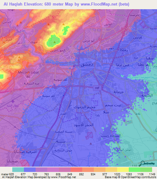 Al Haqlah,Syria Elevation Map