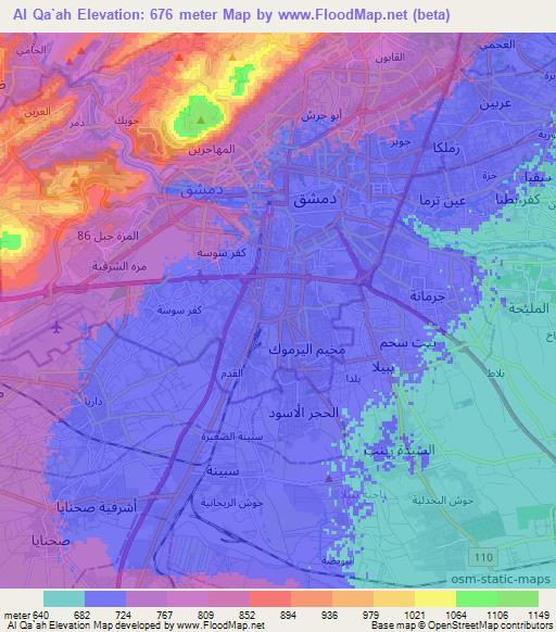 Al Qa`ah,Syria Elevation Map