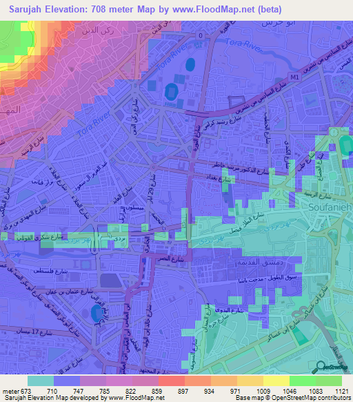 Sarujah,Syria Elevation Map