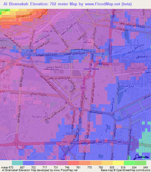Al Biramakah,Syria Elevation Map