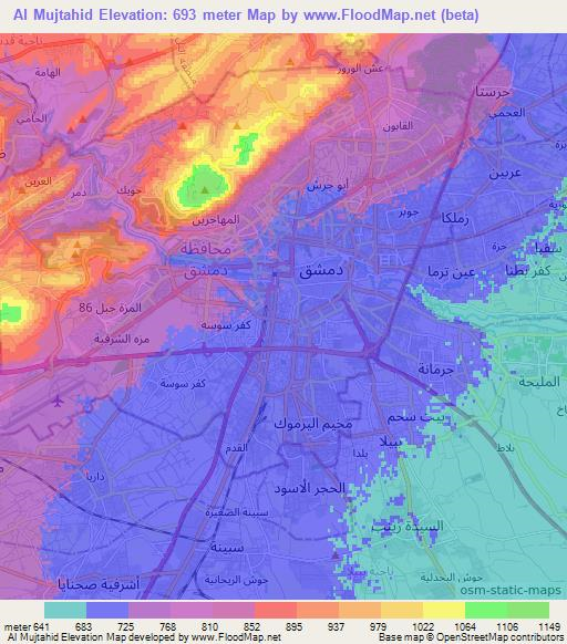 Al Mujtahid,Syria Elevation Map