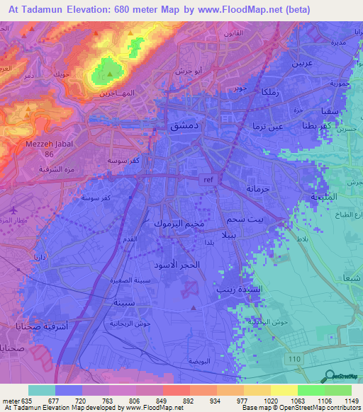 At Tadamun,Syria Elevation Map