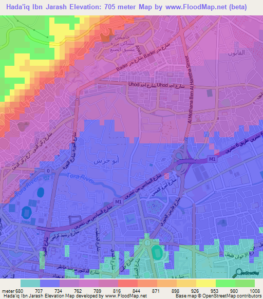 Hada'iq Ibn Jarash,Syria Elevation Map