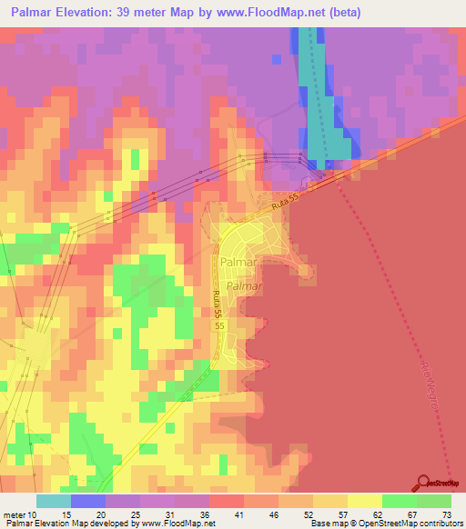 Palmar,Uruguay Elevation Map