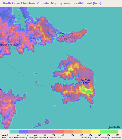 North Cove,New Zealand Elevation Map