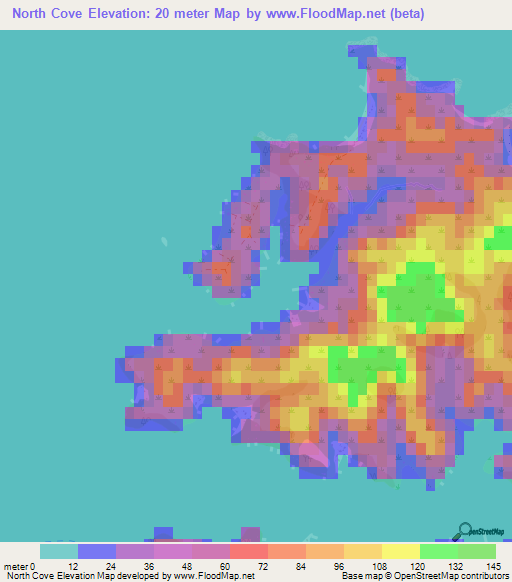 North Cove,New Zealand Elevation Map