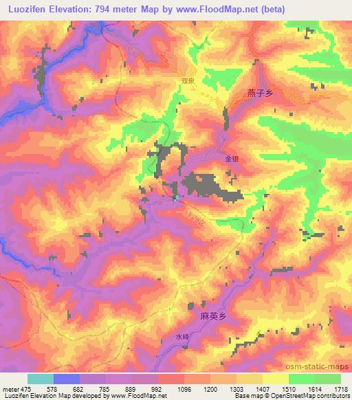 Luozifen,China Elevation Map