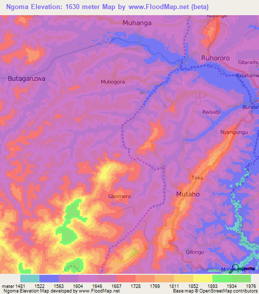 Ngoma,Burundi Elevation Map
