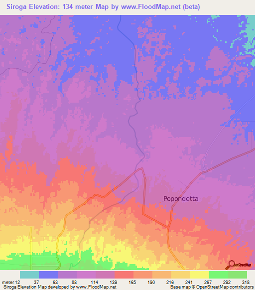 Siroga,Papua New Guinea Elevation Map