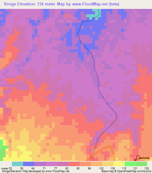 Siroga,Papua New Guinea Elevation Map