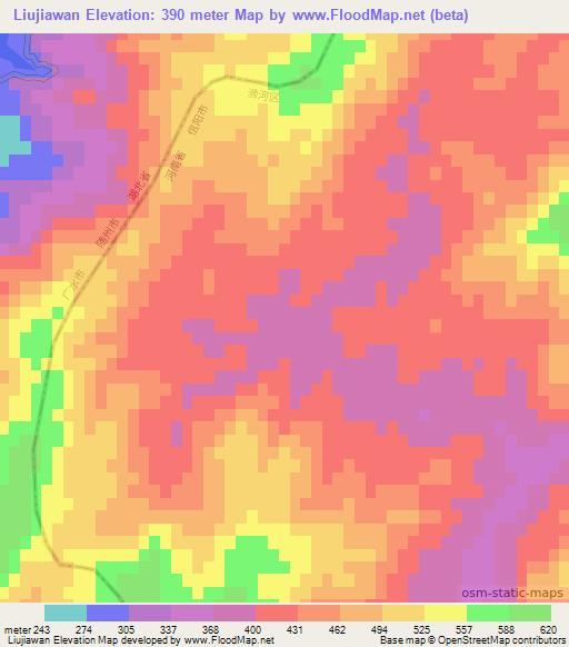 Liujiawan,China Elevation Map