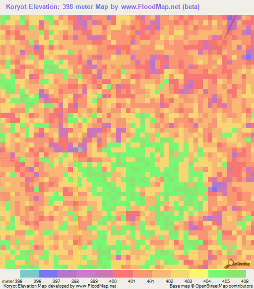 Koryot,Sudan Elevation Map