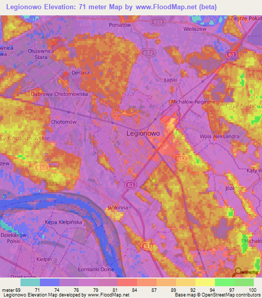 Legionowo,Poland Elevation Map