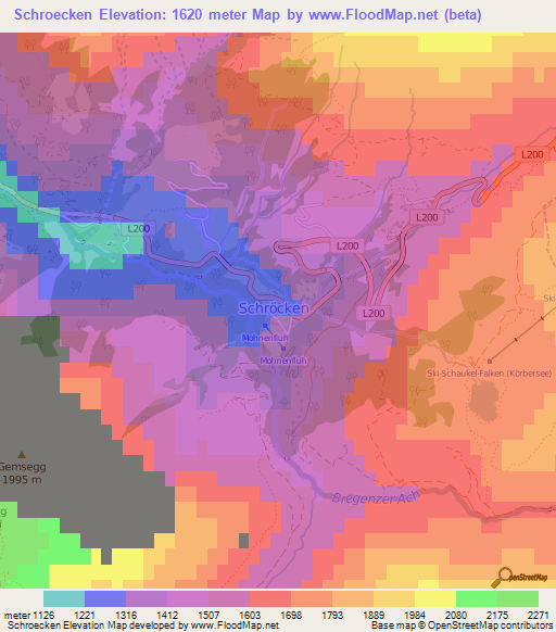 Schroecken,Austria Elevation Map