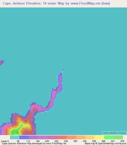 Cape Jackson,New Zealand Elevation Map