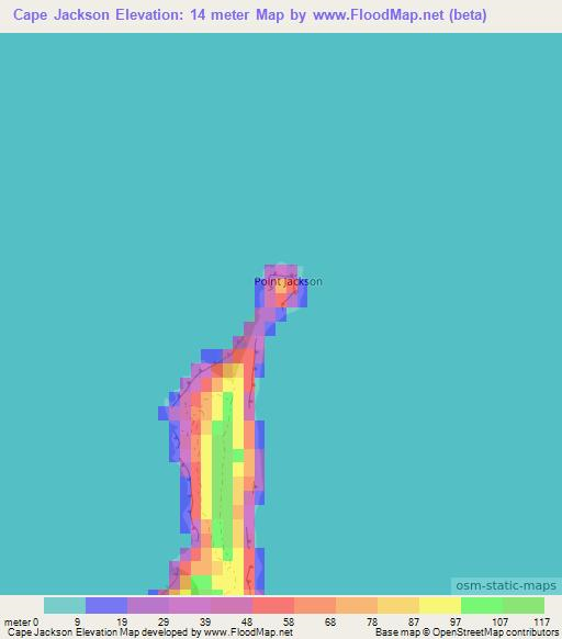 Cape Jackson,New Zealand Elevation Map