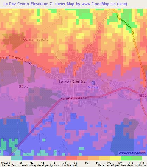 La Paz Centro,Nicaragua Elevation Map
