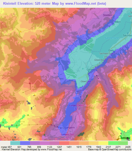 Kleinteil,Switzerland Elevation Map