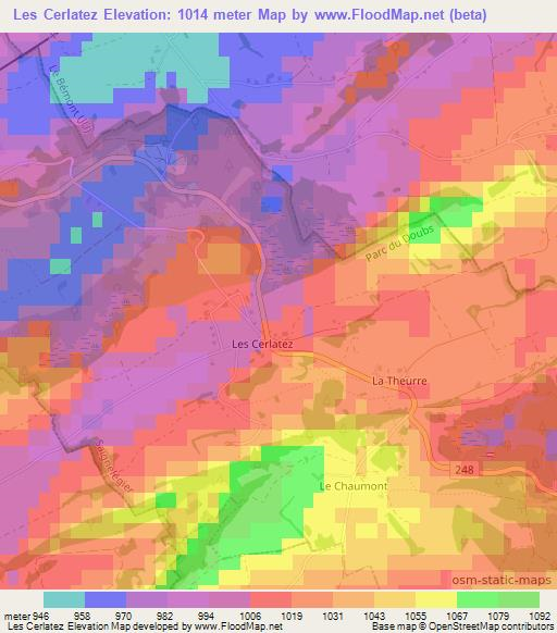 Les Cerlatez,Switzerland Elevation Map