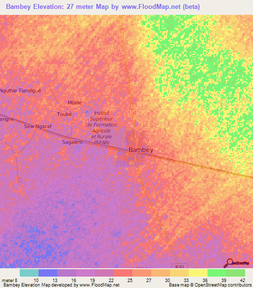Bambey,Senegal Elevation Map