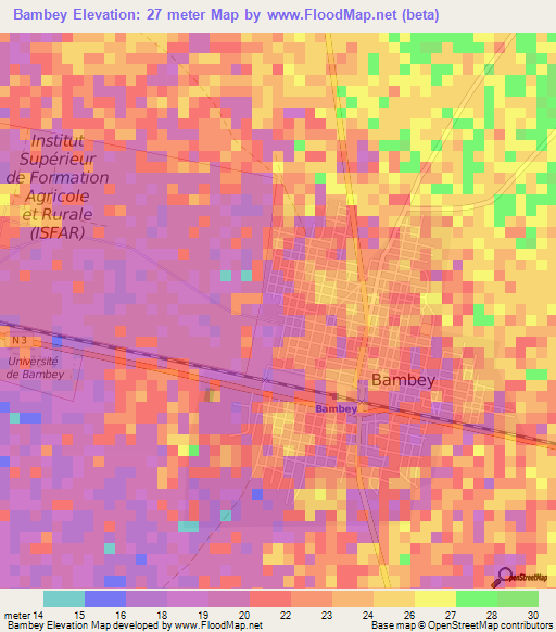 Bambey,Senegal Elevation Map
