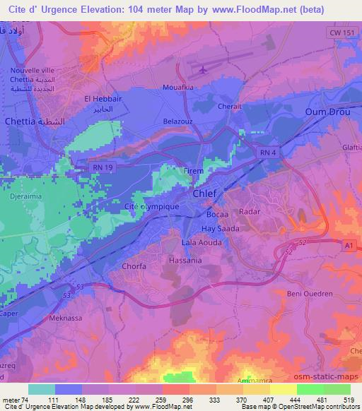 Cite d' Urgence,Algeria Elevation Map