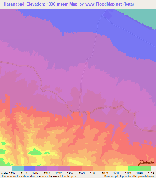 Hasanabad,Iran Elevation Map