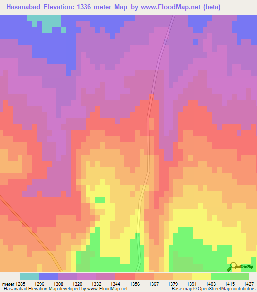 Hasanabad,Iran Elevation Map