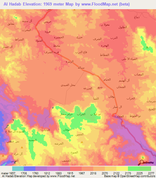 Al Hadab,Yemen Elevation Map