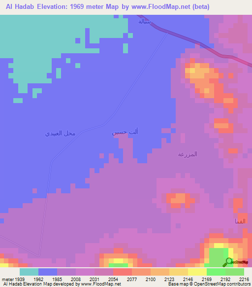 Al Hadab,Yemen Elevation Map