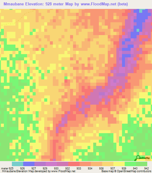 Mmaubane,Botswana Elevation Map
