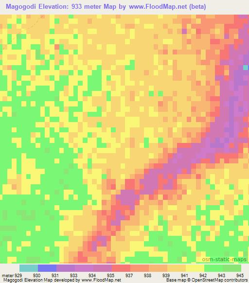Magogodi,Botswana Elevation Map