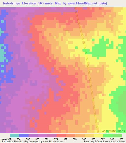 Rabotsiripa,Botswana Elevation Map