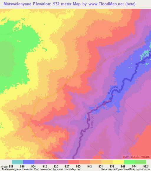 Matswelenyane,Botswana Elevation Map