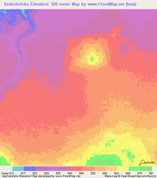 Seshoboloko,Botswana Elevation Map