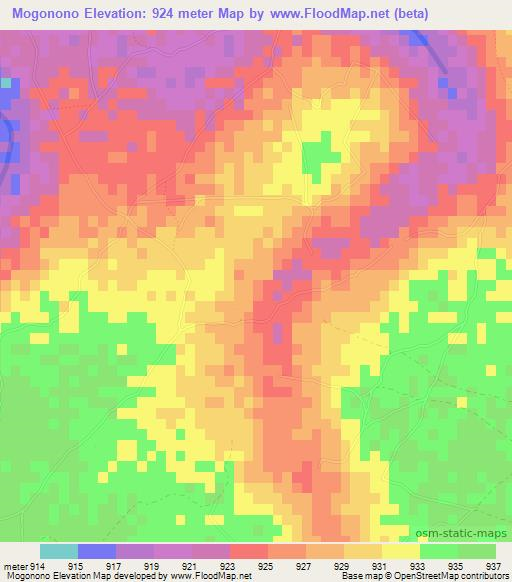 Mogonono,Botswana Elevation Map
