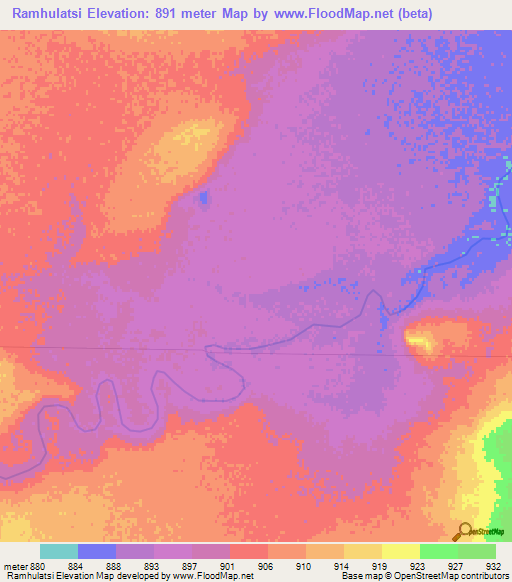 Ramhulatsi,Botswana Elevation Map