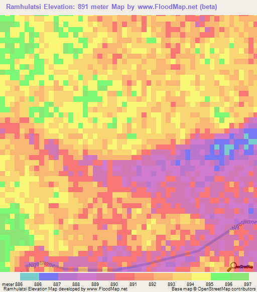 Ramhulatsi,Botswana Elevation Map