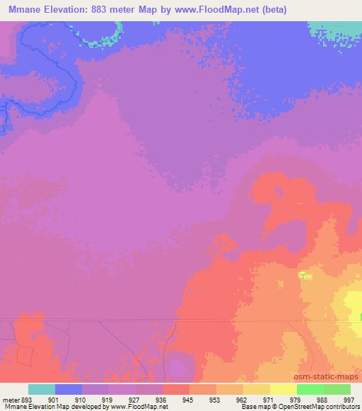 Mmane,Botswana Elevation Map