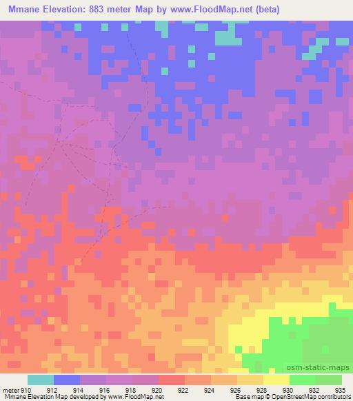 Mmane,Botswana Elevation Map