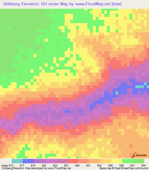Didibeng,Botswana Elevation Map