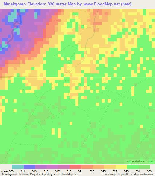 Mmakgomo,Botswana Elevation Map