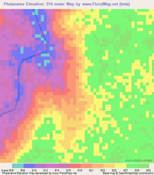 Phataname,Botswana Elevation Map