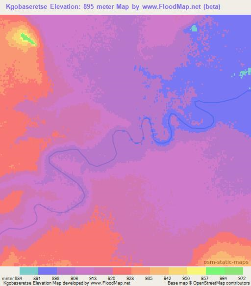 Kgobaseretse,Botswana Elevation Map