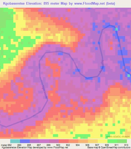 Kgobaseretse,Botswana Elevation Map