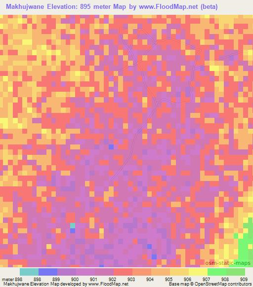Makhujwane,Botswana Elevation Map