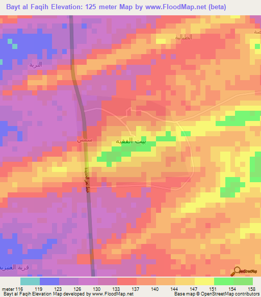 Bayt al Faqih,Yemen Elevation Map