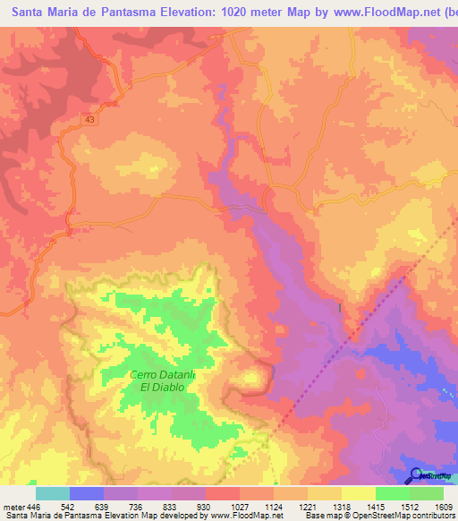 Santa Maria de Pantasma,Nicaragua Elevation Map