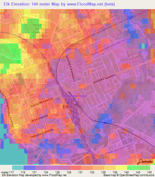 Elk,Poland Elevation Map